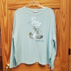 Disney Parks Walt Disney World Arendelle Sweatshirt Mickey Mouse Sequins Medium